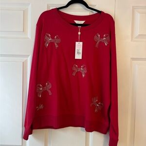 Lilly Pulitzer Red Sweatshirt with Silver Bows